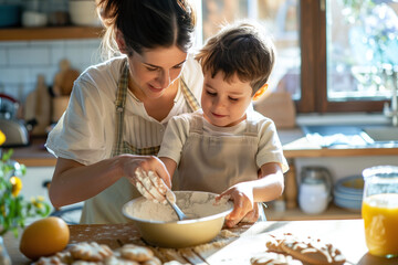 Mother and Son Enjoying Cooking Time Together