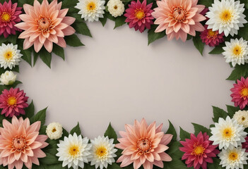 Obraz premium Photo real floral border with Lillis and chrysanthemum