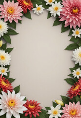 Obraz premium Photo real floral border with Lillis and chrysanthemum