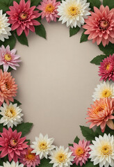 Fototapeta na wymiar Photo real floral border with Lillis and chrysanthemum