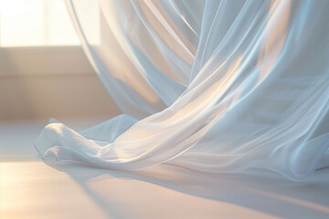 Sheer White Curtain Casting Soft Daylight Shadows