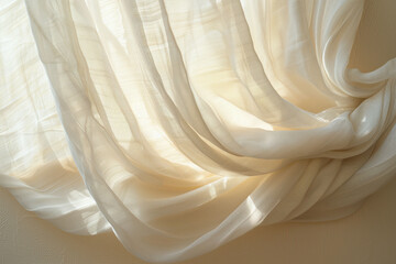 Elegant Sheer White Curtain Draped in Sunlight