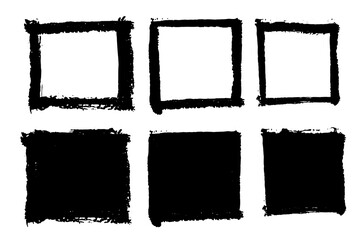 Brush strokes vector. Set of square text boxes and frames