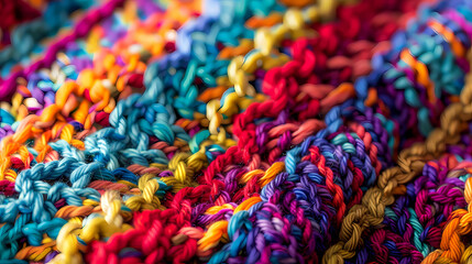 Detail of colorful crochet pattern background