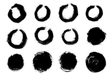 Brush strokes vector. Set of round text boxes and frames