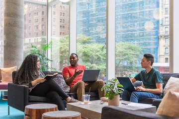 Multiracial Group Of Colleagues In The Office In New York.