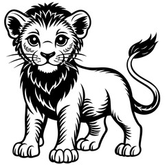 baby lion silhouette vector illustration svg file