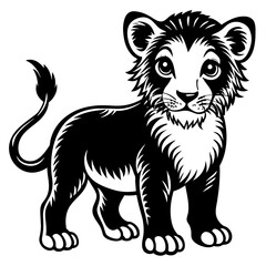 baby lion silhouette vector illustration svg file