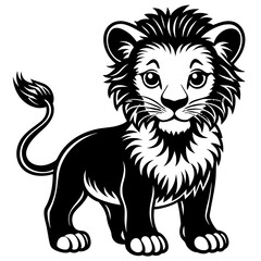 baby lion silhouette vector illustration svg file