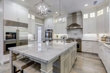 Modern kitchen with cabinets at home