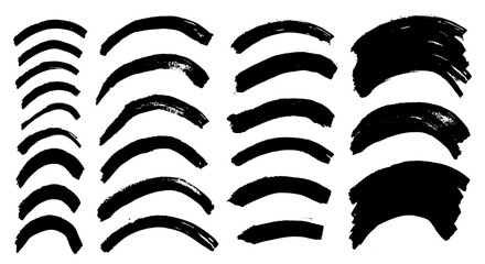 Brush strokes vector. Set of bended shapes. Paintbrush collection