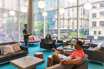 Multiracial Group Of Colleagues In The Office In New York.