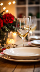 Fototapeta premium Dishware and crockery set for winter holiday family dinner, Christmas homeware decor for holidays in the English country house, gift set and home styling