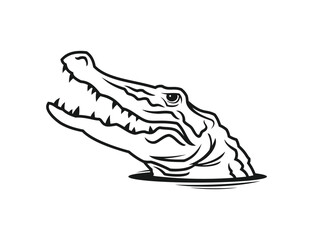 Alligator head emerging from water - cut out vector silhouette