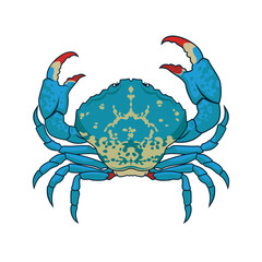 Blue Crab - cartoon vector character mascot