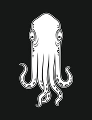 Octopus, Kraken, Squid Silhouette - outline vector sticker icon