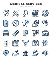 MEDICAL SERVICES Two Color icons collection. Two Color icons pack. Vector illustration