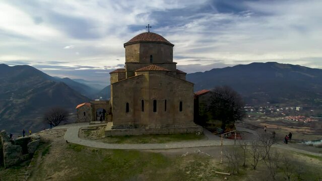 Djvari Monastery overlooking the confluence of the Aragvi and Mtkvari rivers. Georgia