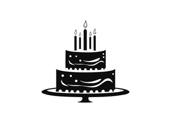 birthday cake silhouette vector illustration