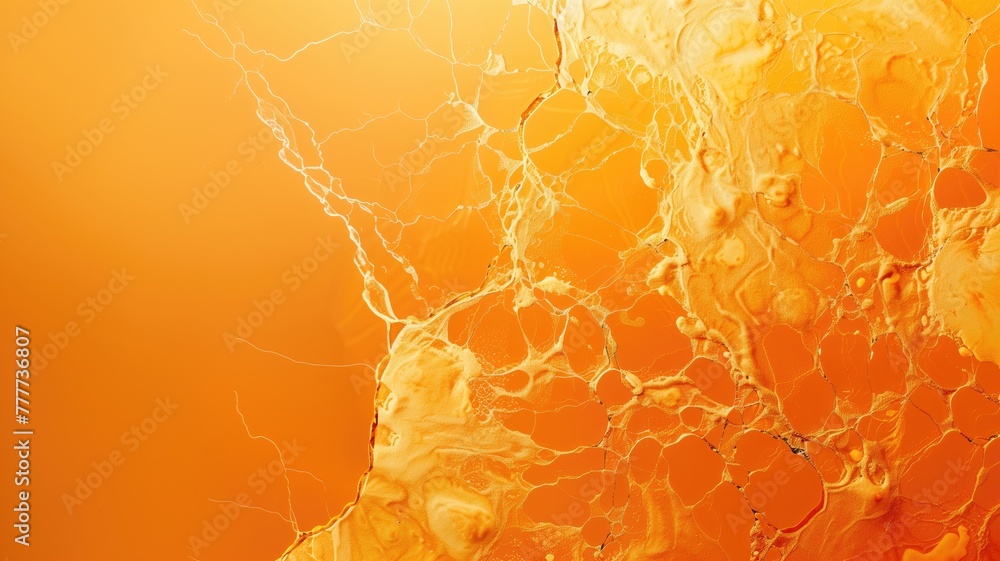 Poster close-up of complex orange structure resembling interconnected cells or fluid art