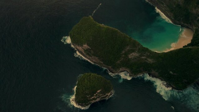 Aerial footage for Nusa Peneda at Kelingking Beach in Bali indonesia. 15-May-2023