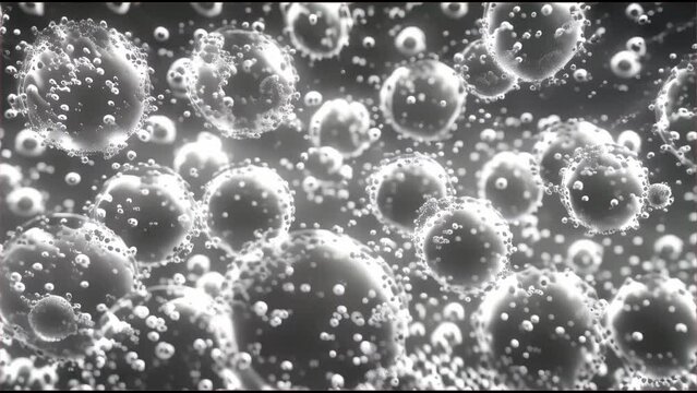 Cells, viruses, bacteria, germs black and white background 4k generative ai 