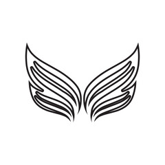 Fototapeta na wymiar A stylized pair of wings in a black and white logo design.