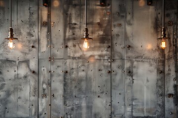 Industrial Chic: Concrete Wall with Metal Accents and Edison Bulb Lighting
