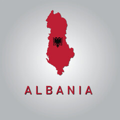 Albania country map with flag	 - obrazy, fototapety, plakaty