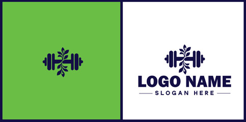 Dumbbell fitness Gym weights exercising athletic bodybuilding sports logo icon vector for business silhouette Dumbbell logo template
