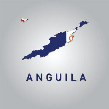 Anguila country map with flag	