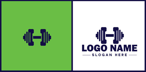 Dumbbell fitness Gym weights exercising athletic bodybuilding sports logo icon vector for business silhouette Dumbbell logo template