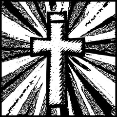 Religious cross. Christian Illustration for Graphic Design. Artistic brush strokes, ink stains. Generated by Ai