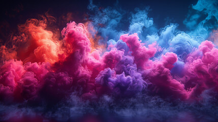 colorful smoke on dark background.