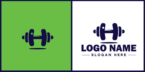 Dumbbell fitness Gym weights exercising athletic bodybuilding sports logo icon vector for business silhouette Dumbbell logo template