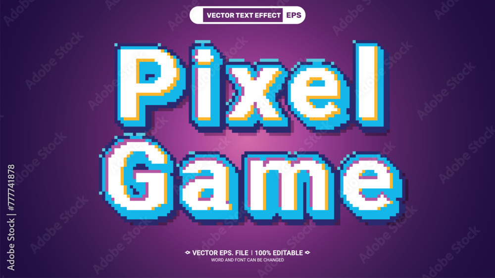 Poster pixel game 3d editable pixel art vector text style effect