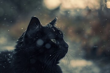 black cat in the night