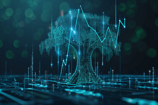 Investment Concept Tree Dollar Signs Financial Graphs Opportunity Entrepreneurship