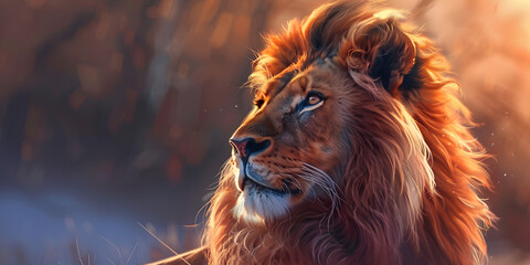 A lion in the forest wallpaper 