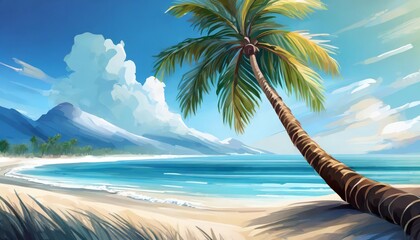 Generated image of a palm tree on the beach