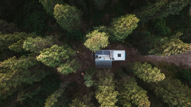 vehicle camping in forest