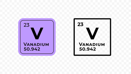 Vanadium, chemical element of the periodic table vector design