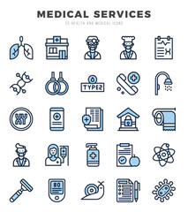 Vector MEDICAL SERVICES types icon set in Two Color style. vector illustration.