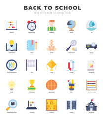 Back To School icons set for website and mobile site and apps.