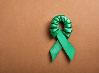 Green ribbon. Mental health awareness.