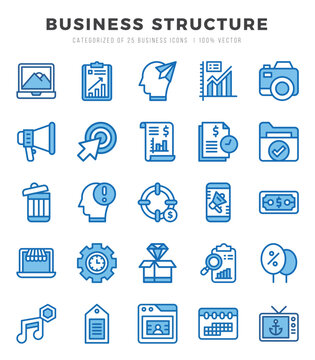 Business Structure. Two Color icons Pack. vector illustration.