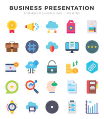 Simple Set of Business Presentation Related Vector Flat Icons.