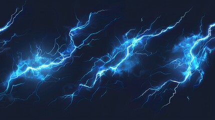 Animated lightning effects for games or videos. These vector graphics include electric strikes, magic electricity hits, and thunderbolt effects. Blue glowing storm bolts are also included. - obrazy, fototapety, plakaty