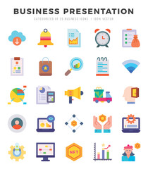 Business Presentation Flat icons collection. Flat icons pack. Vector illustration