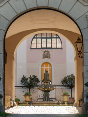 Fototapeta na wymiar Facade and exterior of the castle Schloss Baumgarten in Austria